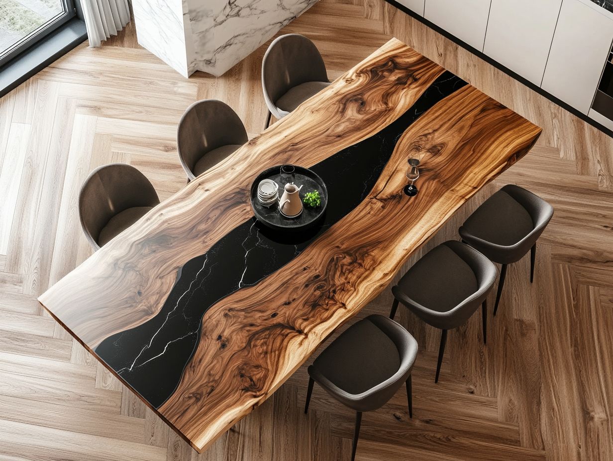 Blcak Epoxy River Dining Table