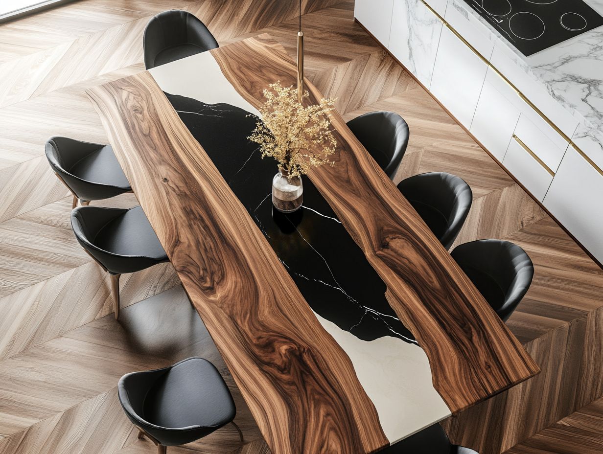 Blcak Epoxy River Dining Table