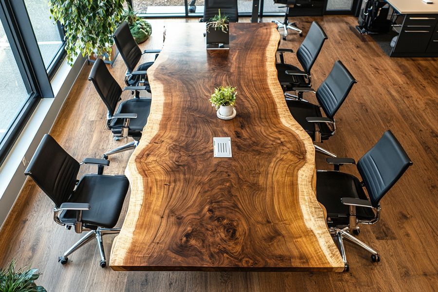 Thick Live Edge Wood Conference Table