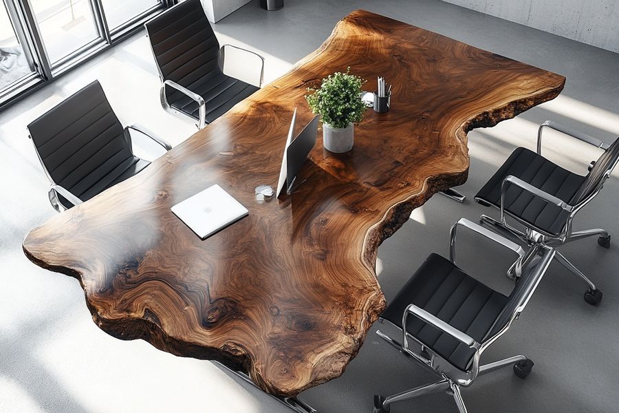 Thick Live Edge Wood Conference Table