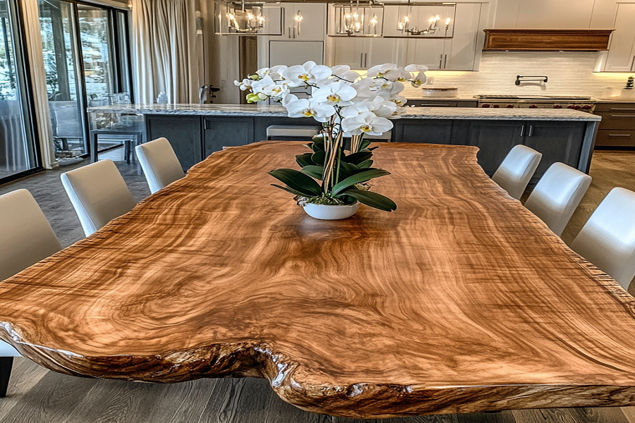 Walnut Solid Table with Live Edge 