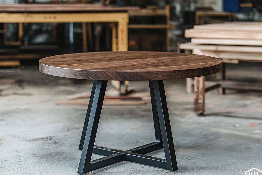 Black Walnut Wood Round Coffee Table