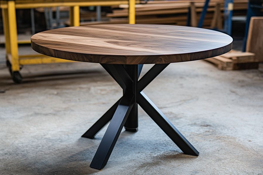 Black Walnut Wood Round Coffee Table