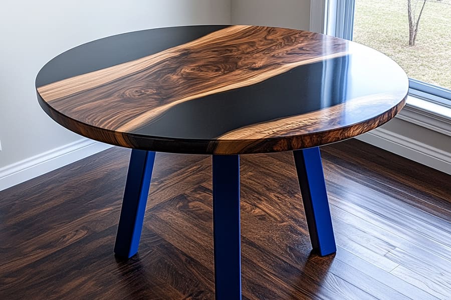 Custom Black Walnut Epoxy Round Coffee Table