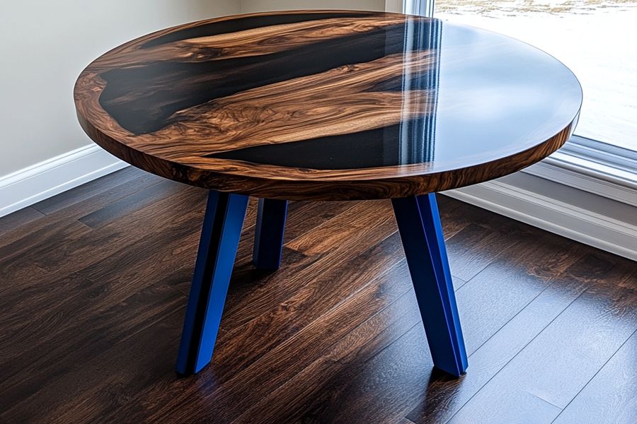 Custom Black Walnut Epoxy Round Coffee Table