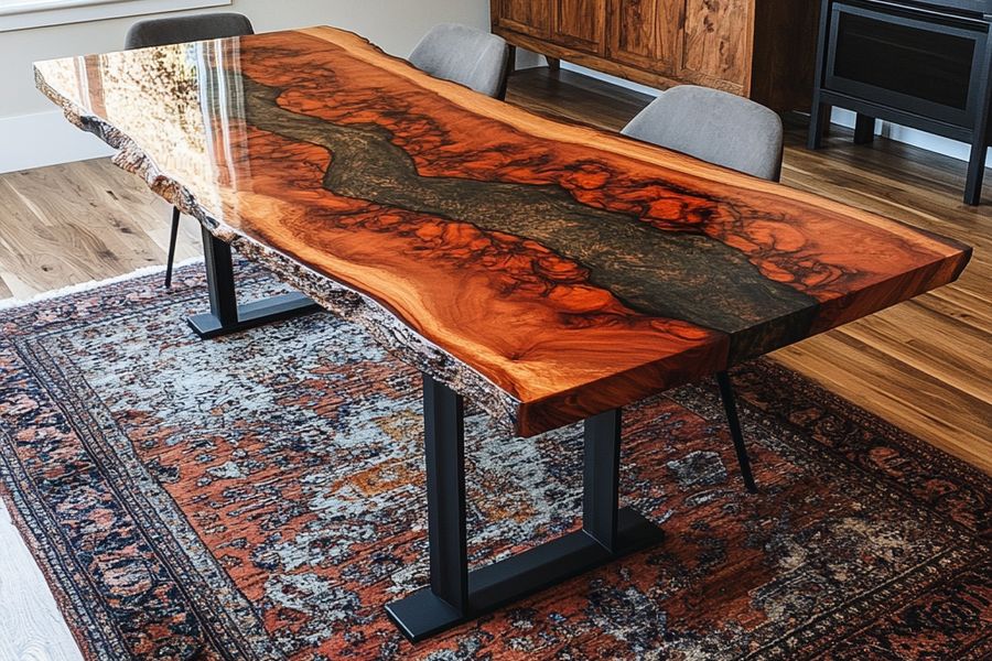 Luxury Cunninghamia Epoxy River Dining Table