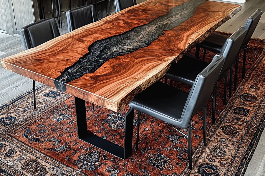 Luxury Cunninghamia Epoxy River Dining Table