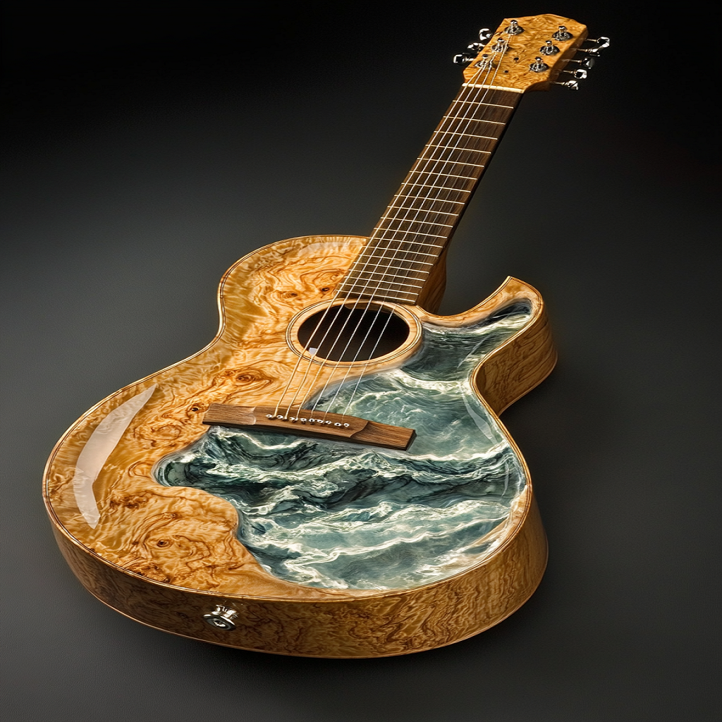 Treasuretabletop Custom Ocean Epoxy Guitar