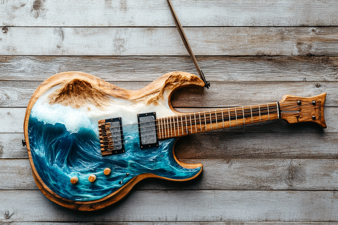 Treasuretabletop Custom Ocean Epoxy Guitar