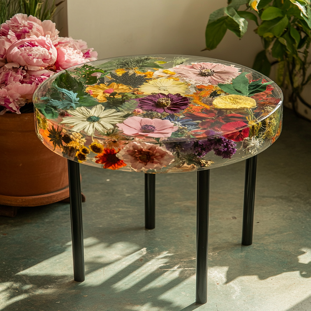 Treasuretabletop Custom Preserved Flowers Epoxy Table