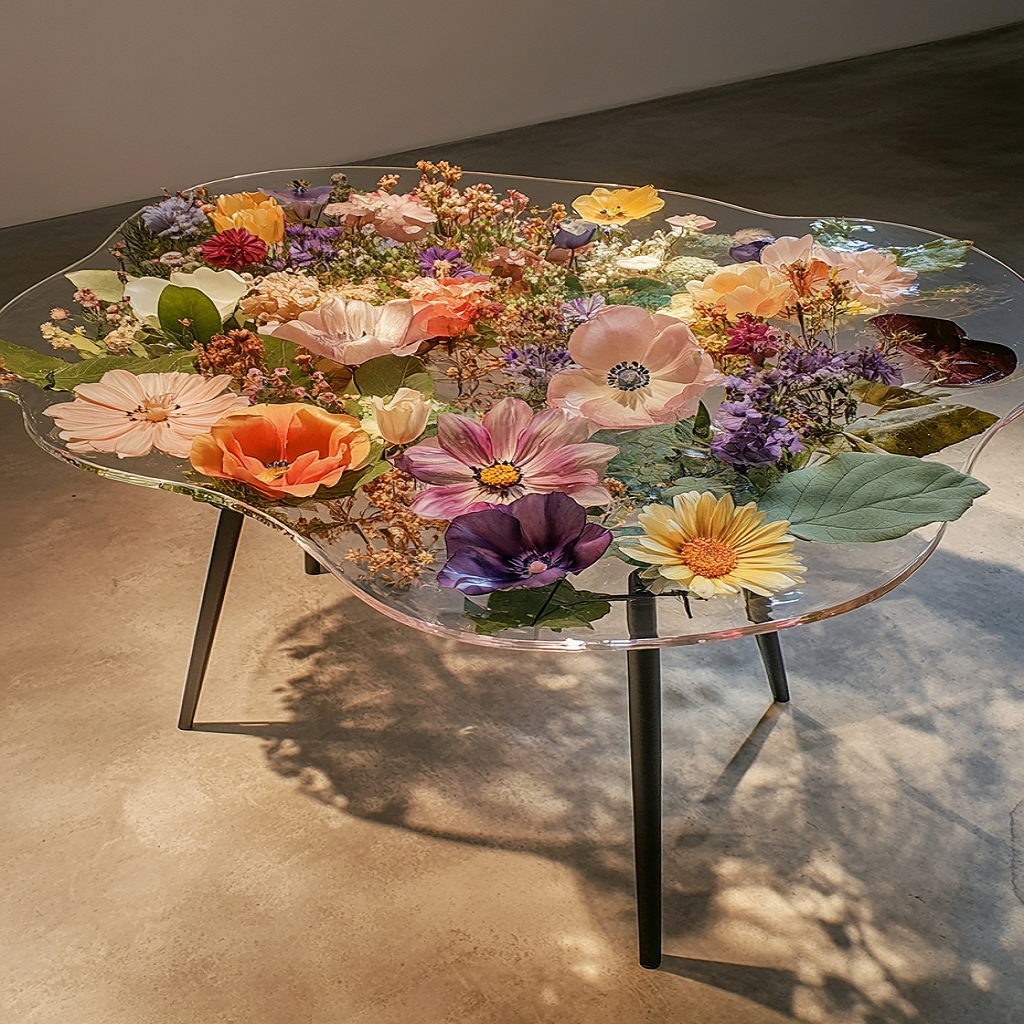 Treasuretabletop Custom Preserved Flowers Epoxy Table