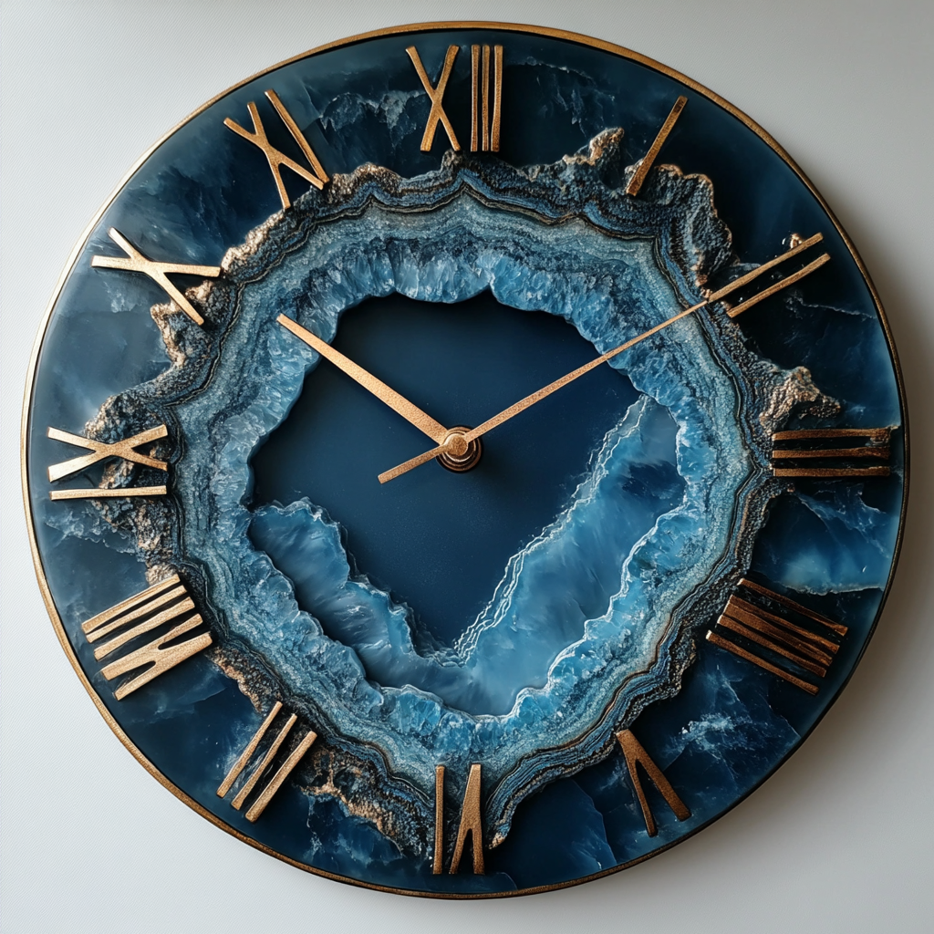 Treasuretabletop Dark Blue Epoxy Resin Wall Clock